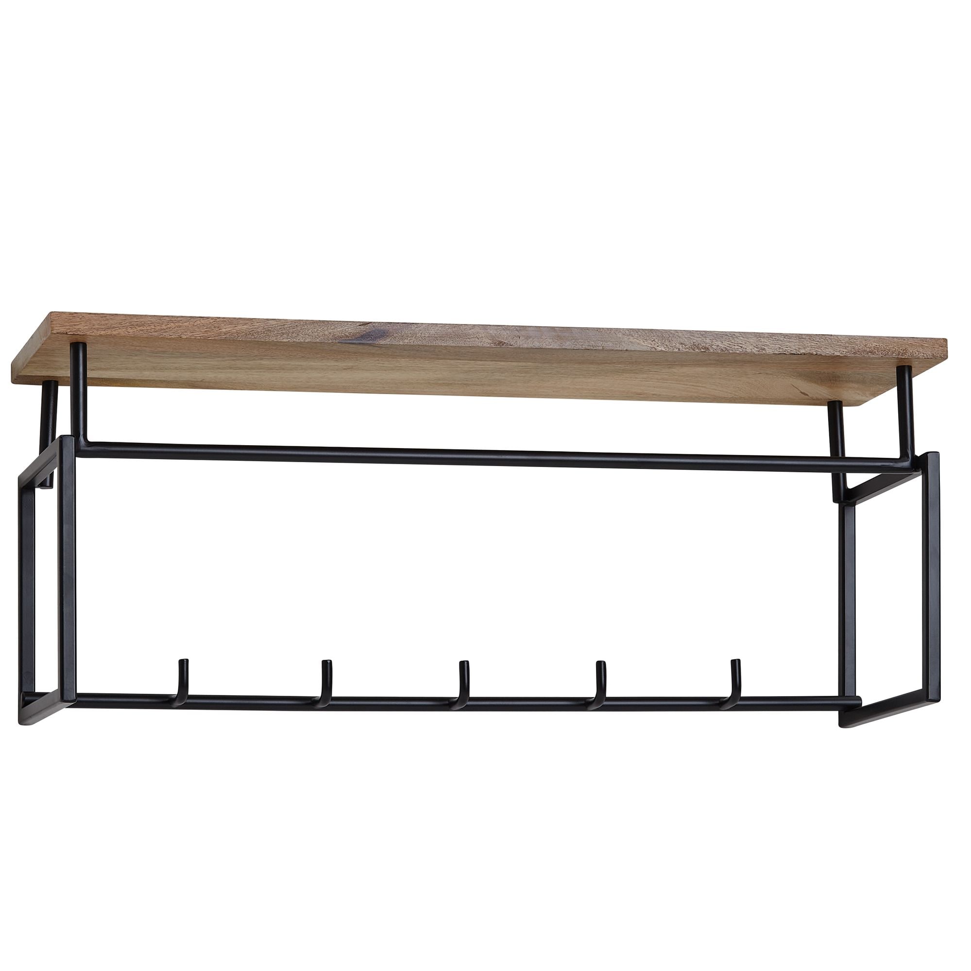 Wandgarderobe FineBuy Hakenleiste Holz Metall 71 cm Garderobe mit Ablage Flur 