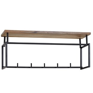 Wandgarderobe FineBuy Hakenleiste Holz Metall 71 cm Garderobe mit Ablage Flur 