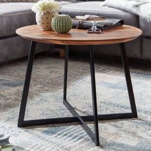 FineBuy Couchtisch Sheesham Massivholz rund Ø 60 cm | Wohnzimmertisch Holz 