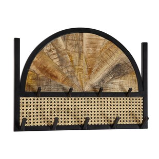 Wandgarderobe FineBuy Massivholz 53 cm Garderobe Flur Wiener Geflecht Paneel 