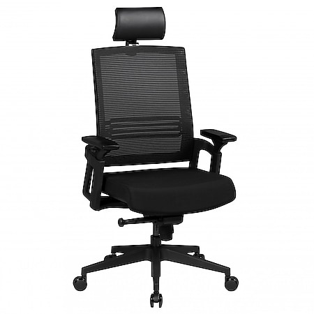 Bürostuhl Ergonomisch Drehstuhl Stoff Schwarz Chefsessel Kopfstütze Büro Sessel 