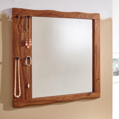Wandspiegel FineBuy Flurspiegel Holz Massiv 80x80x3 cm Spiegel