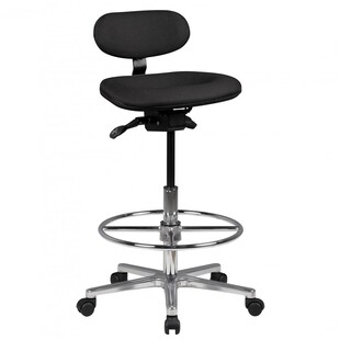 Arbeitsstuhl Rollhocker mit Lehne Höhenverstellbar Drehhocker Hocker Stehhilfe 