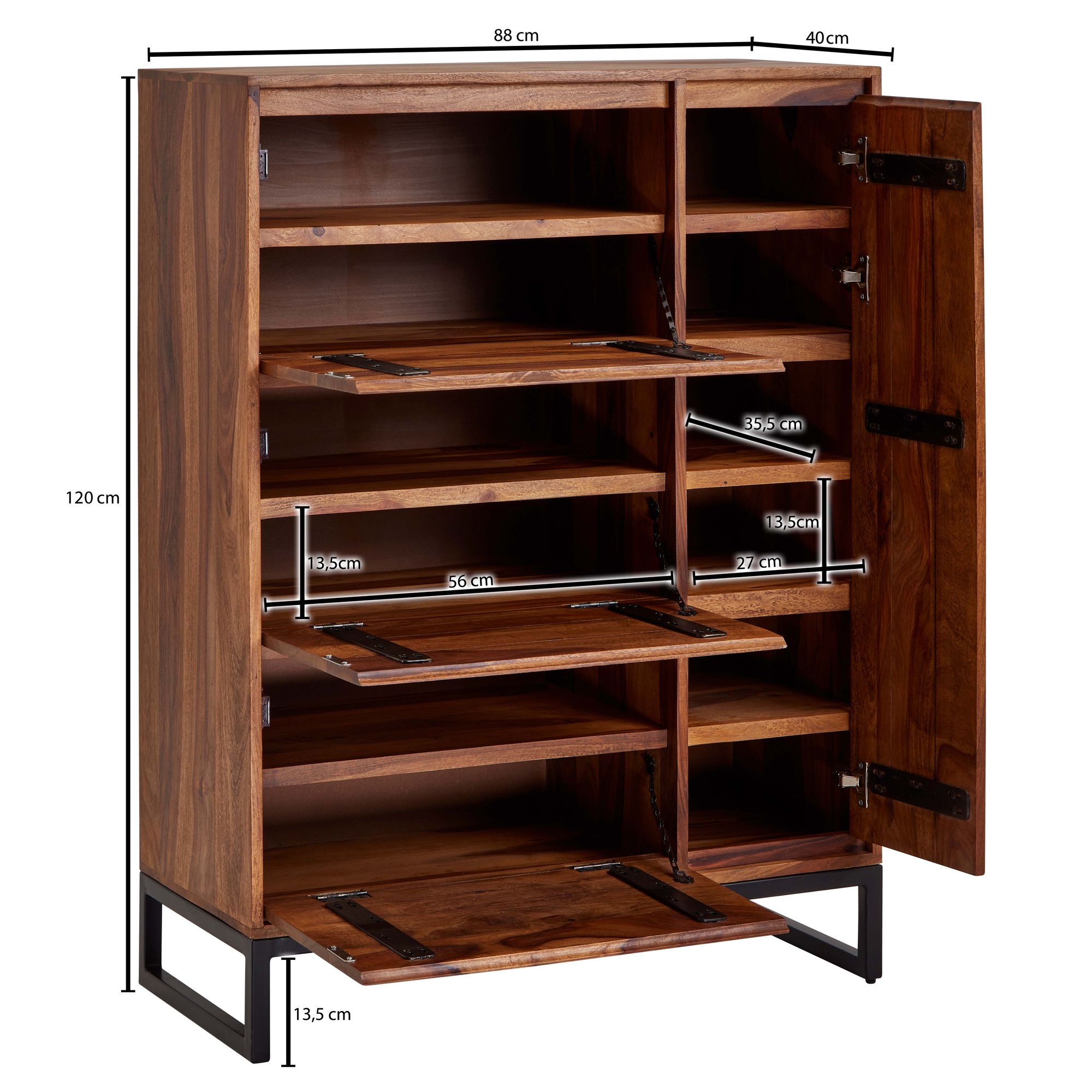 Massivholz Schuhschrank 90cm Sheesham Schuhkipper Schuhkommode für Garderobe Flur Schuhregal bei Marktkauf online bestellen