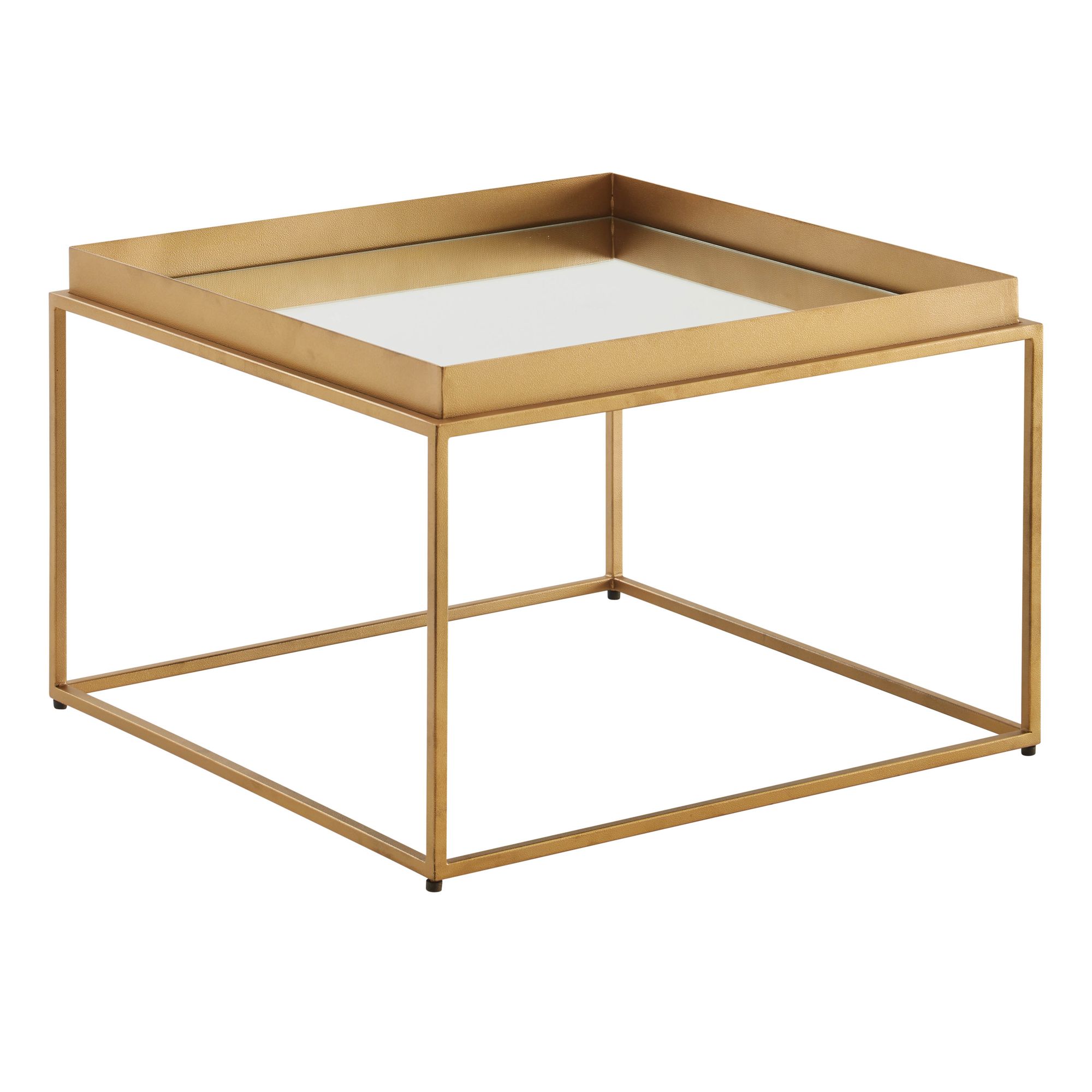 Couchtisch FineBuy Sofatisch Glas Spiegel 60x60x41cm Wohnzimmertisch Gold Tisch 