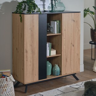 Highboard FineBuy Sideboard 110x125x40 cm MDF Eiche Dekor Kommode Anrichte 