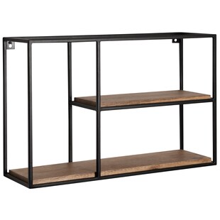 Wandregal FineBuy Hängeregal Holz Metall 60x40x18 cm Regal Rechteckig Massiv 