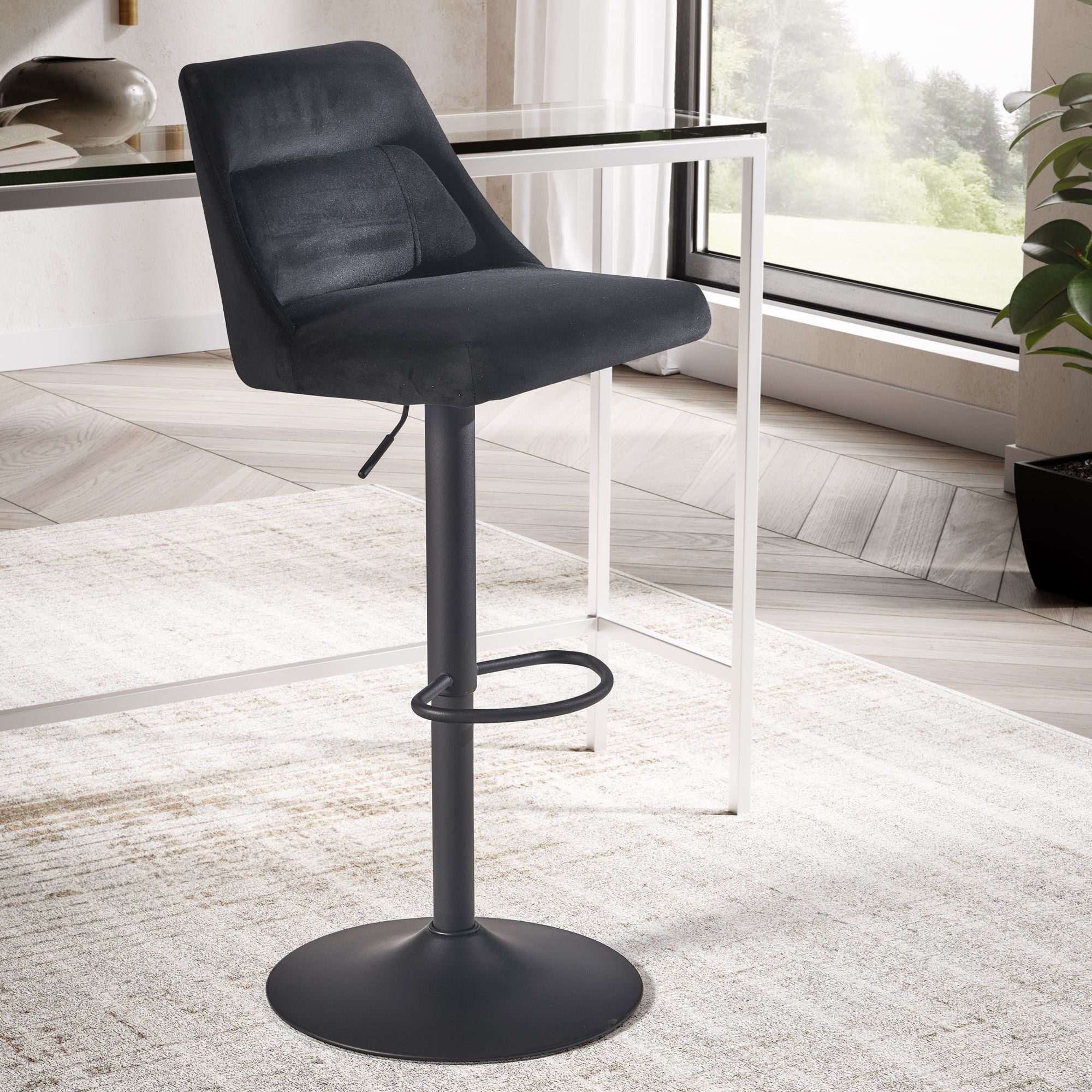 Barhocker FineBuy K&uuml;chenhocker Samt Hocker Bistrohocker Drehbar Barstuhl Modern 