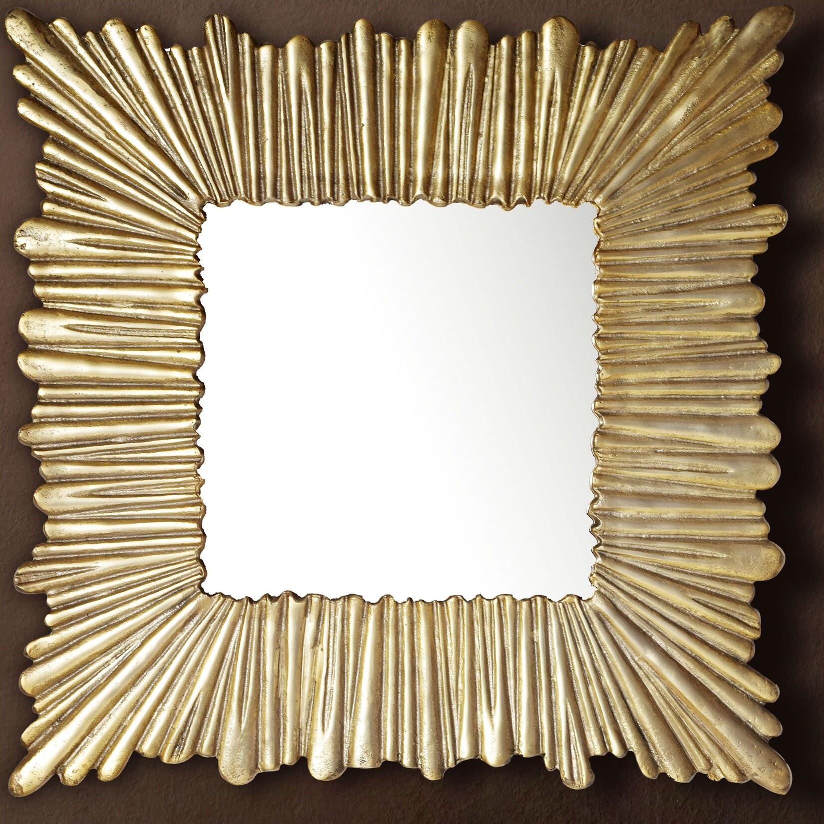 Wandspiegel FineBuy Flurspiegel Quadratisch 75 cm Spiegel Gold Hängespiegel