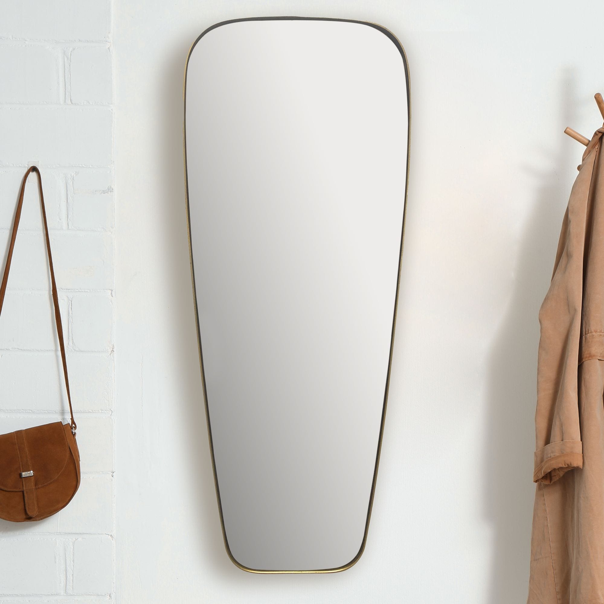 Wandspiegel FineBuy Flurspiegel Rechteckig Gold 100 cm Spiegel H&auml;ngespiegel 