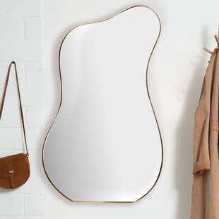 Design Wandspiegel organische Form 100 cm moderner Spiegel asymmetrisch gold 