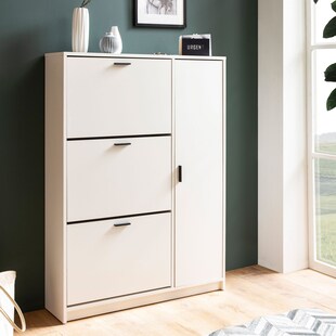 Schuhschrank FineBuy Schuhkipper Garderobe Weiß Schuhkommode Flurschrank Modern 