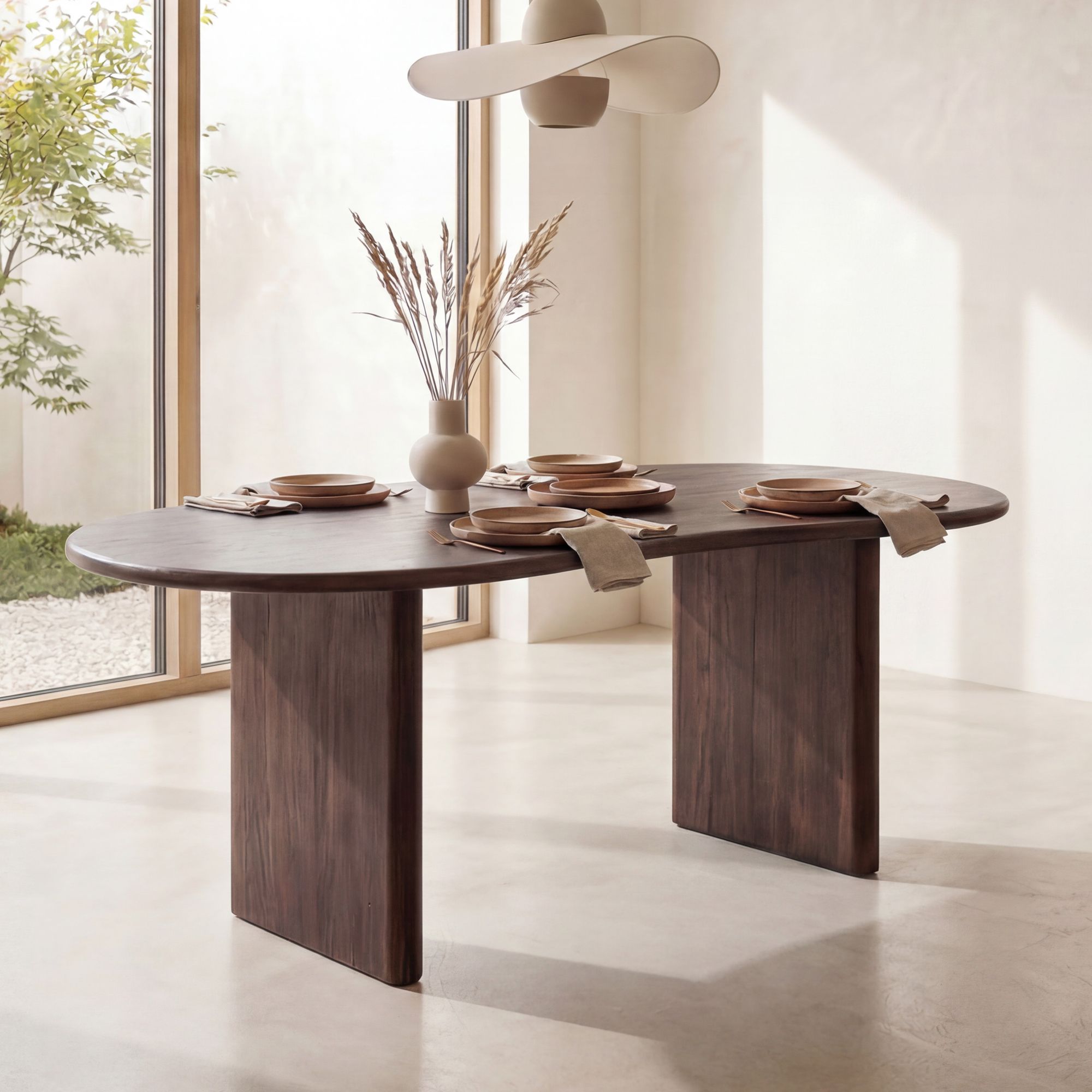 Esszimmertisch FineBuy Esstisch 180 cm Holz Dunkelbraun K&uuml;chentisch Nierenform 