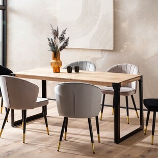 Esszimmertisch FineBuy Esstisch 140 cm Akazie Massivholz Küchentisch Industrial 