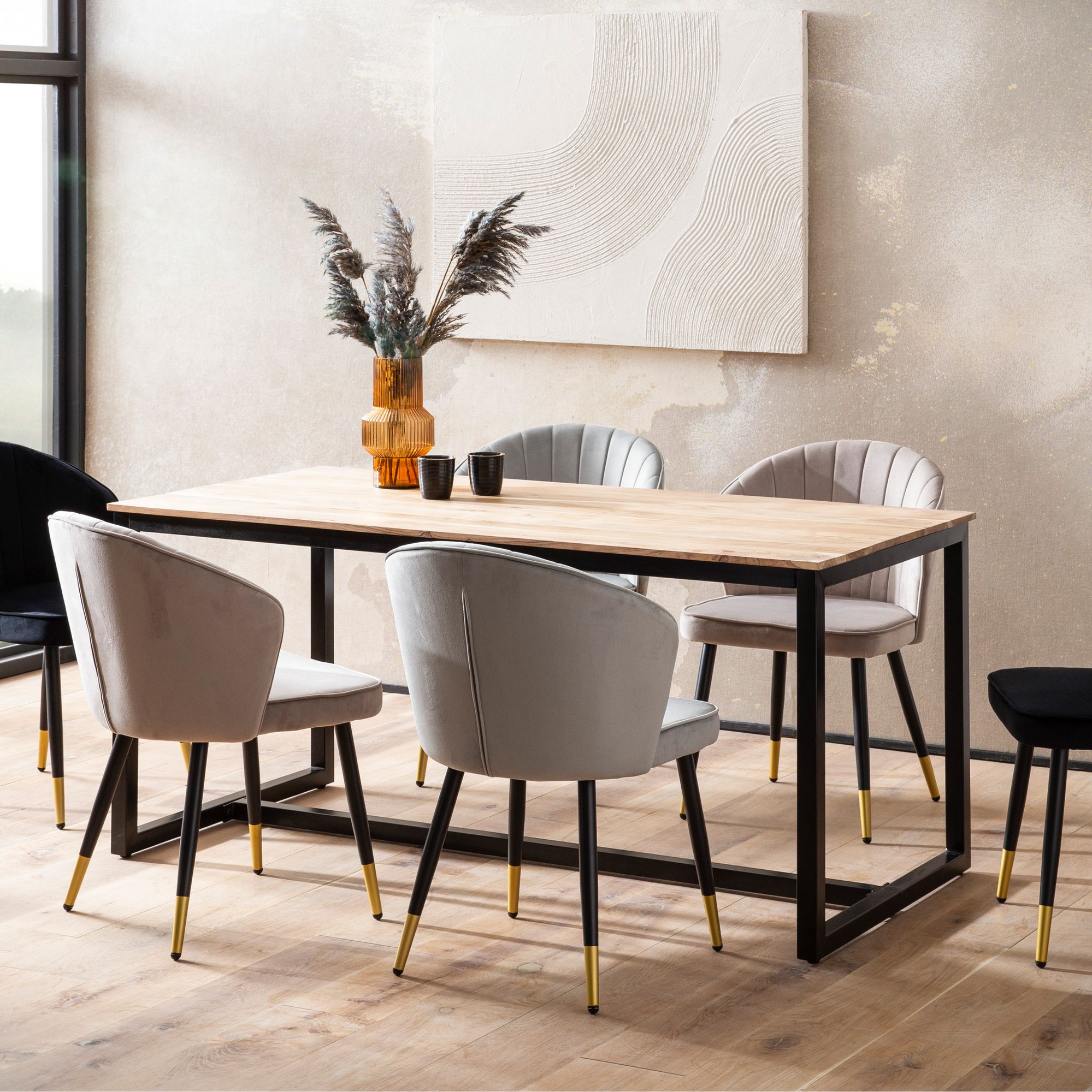 Esszimmertisch FineBuy Esstisch 120 cm Akazie Massivholz K&uuml;chentisch Loft Klein 