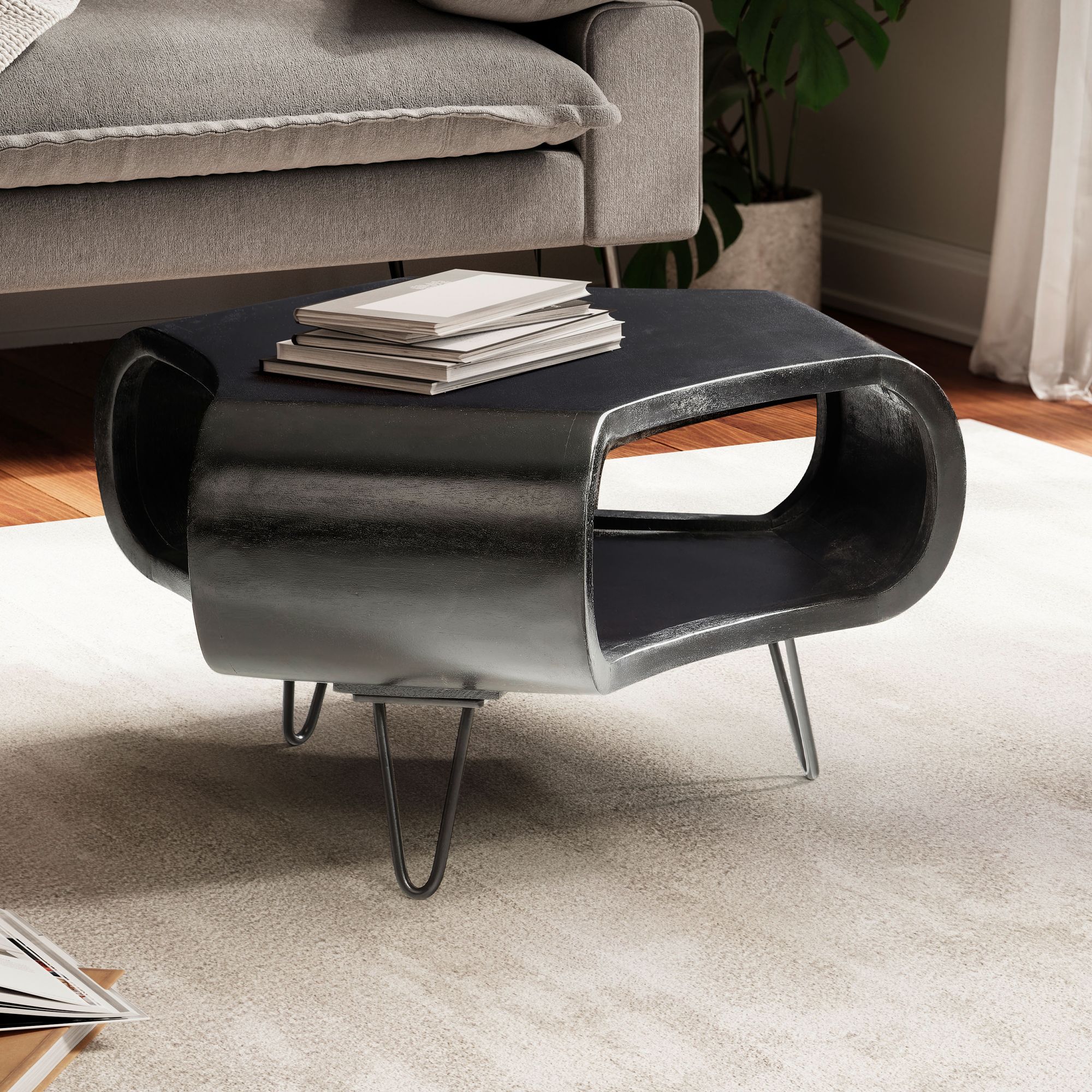 Couchtisch FineBuy Sofatisch Massivholz 60 cm Wohnzimmertisch Tisch Stauraum 