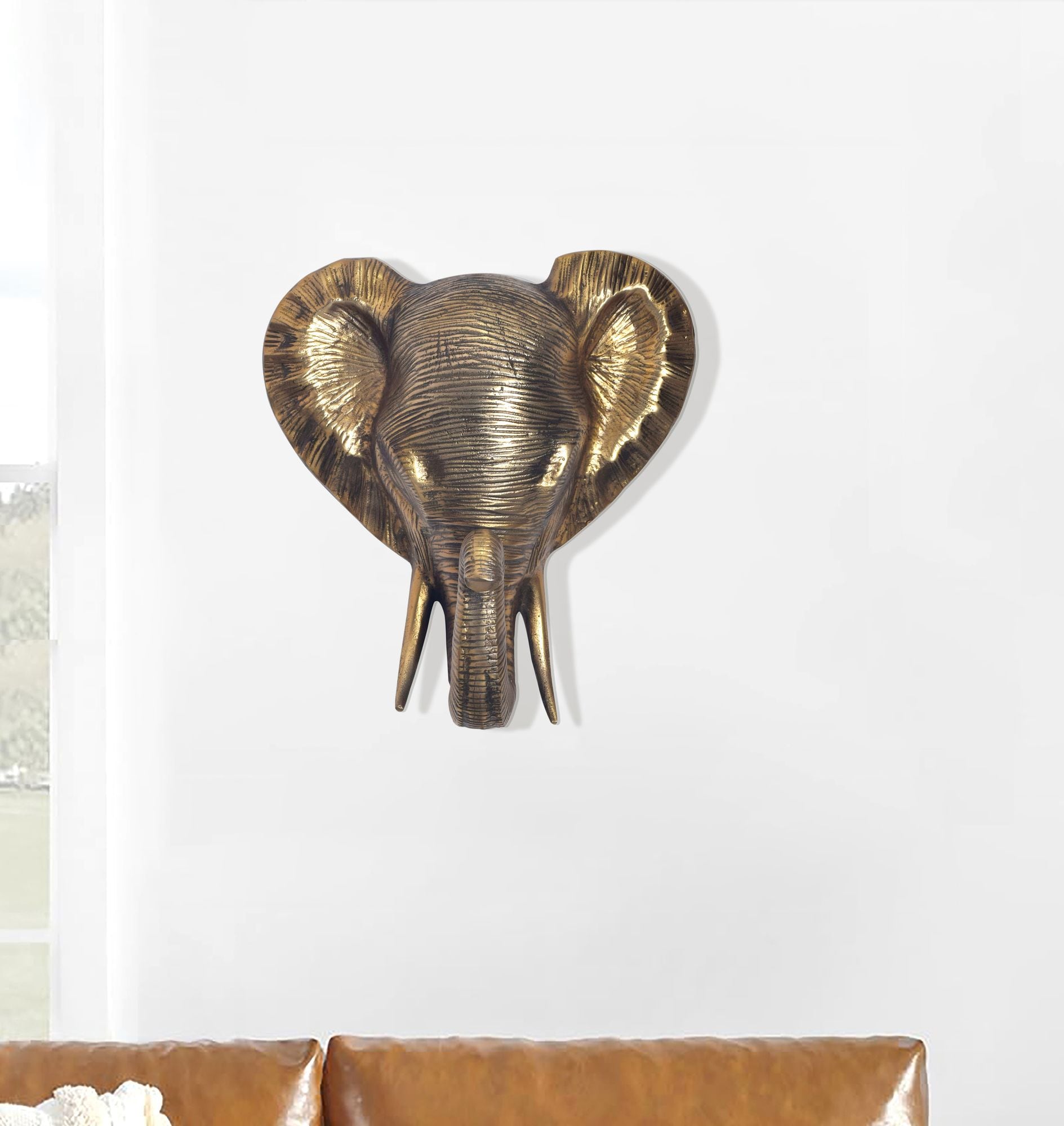 Wanddeko FineBuy Wohndeko Elefant 41 cm Aluminium Gold Afrika Dekoration Modern 
