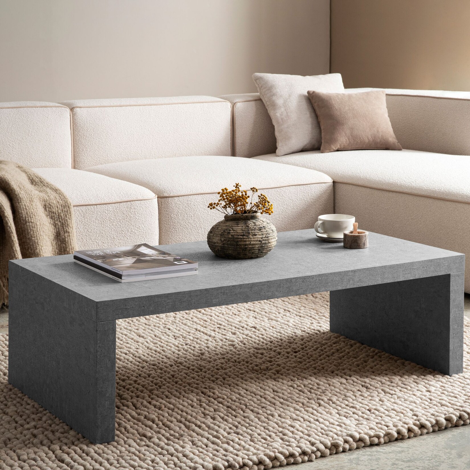 Couchtisch 110 cm Wohnzimmertisch Sofatisch Groß Kaffeetisch Rechteckig Zeitlos