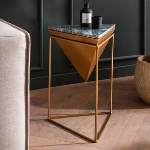 Beistelltisch FineBuy Anstelltisch Echter Marmor 37 cm Wohnzimmertisch Grün 