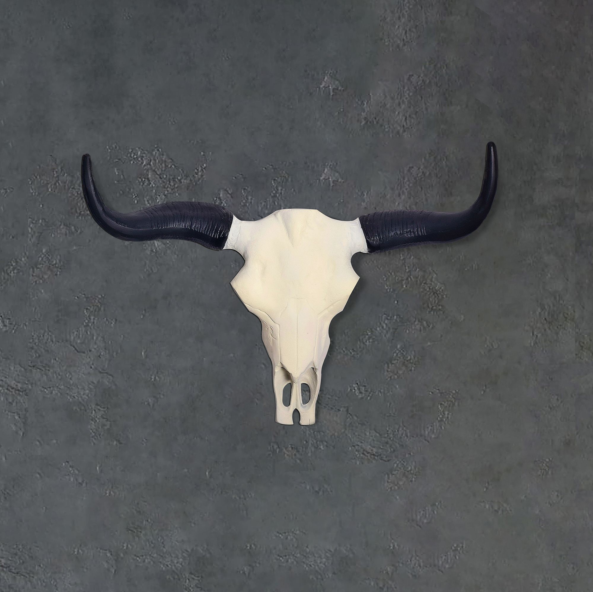 Deko Geweih FineBuy B&uuml;ffel Sch&auml;del Aluminium H&ouml;rner 55,5 cm Wanddekoration 