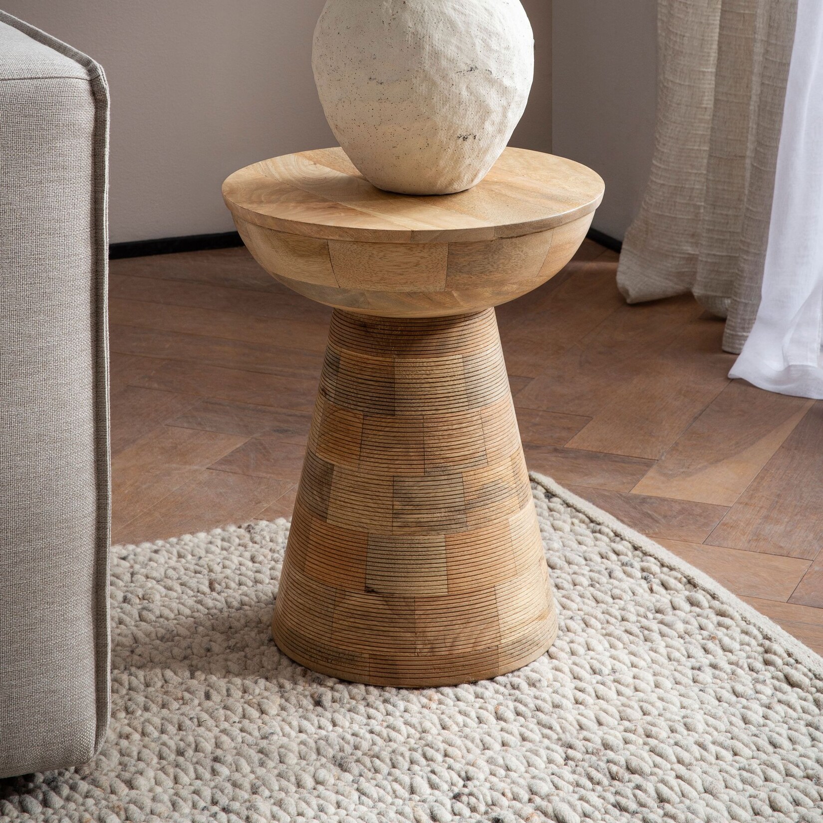 Beistelltisch Massivholz Ø37cm Rund Wohnzimmertisch Klein Couchtisch Dekotisch