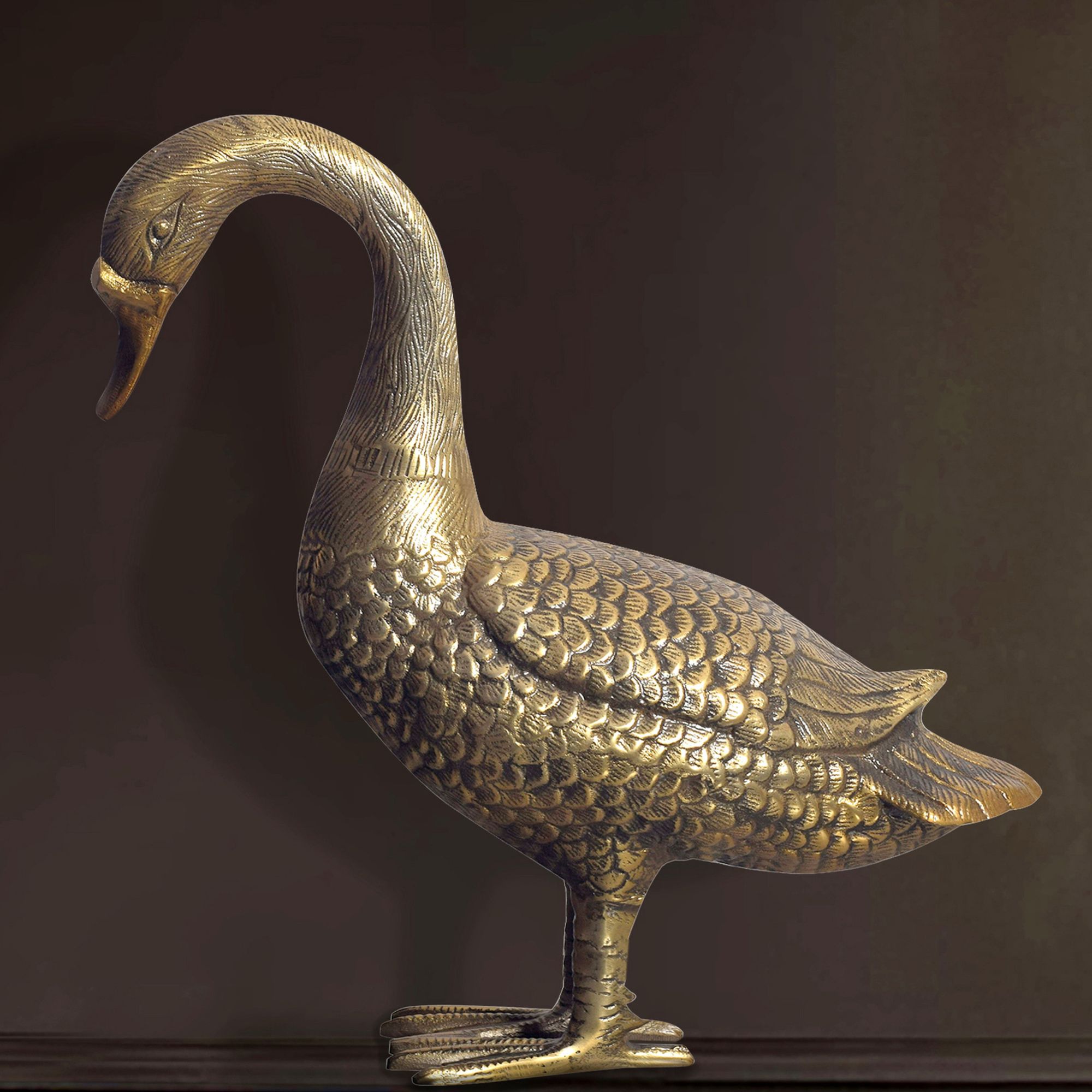 Dekofigur FineBuy Deko Gans Gold 46 cm Aluminium Statue Wohndeko Dekoration 