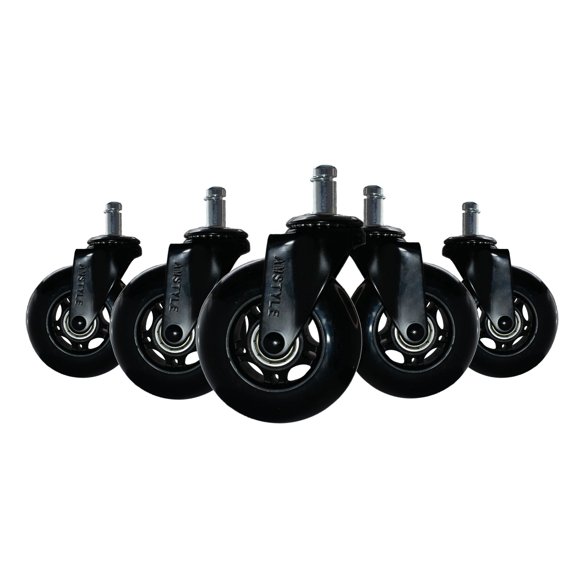 5er Set B&uuml;rostuhlrollen Schwerlastrollen Schwarz Hartbodenrollen Universalrollen 