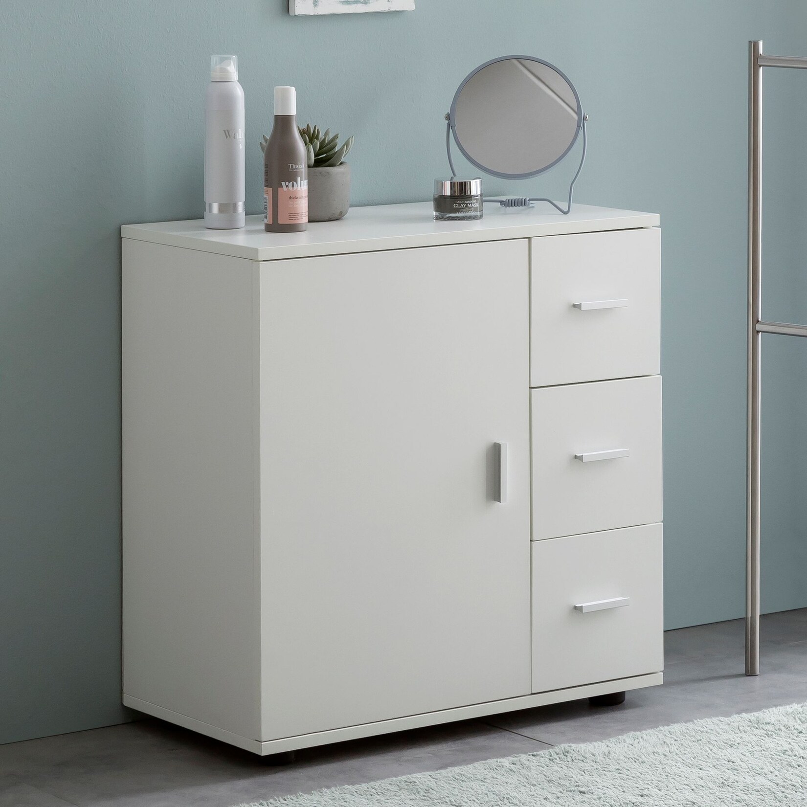 FineBuy Badschrank Midischrank Weiß Badezimmerschrank Matt Kommode