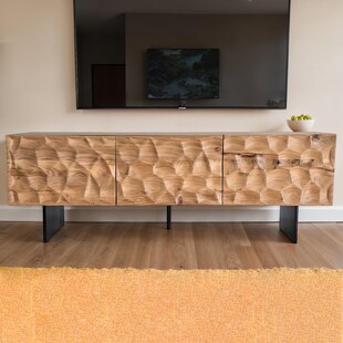 TV Schrank FineBuy Lowboard 160 cm Holz Massiv Fernsehkommode Fernsehschrank 