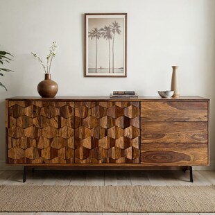 Sideboard FineBuy Kommode Sheesham Massivholz 175 cm Anrichte Loft Industrial 