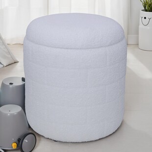 Sitzhocker FineBuy Stoffhocker mit Stauraum 40 cm Weiß rund abnehmbarer Deckel 