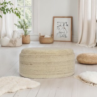 Sitzhocker FineBuy Polsterhocker Wolle mit Stauraum oval 81 cm Braun modern 