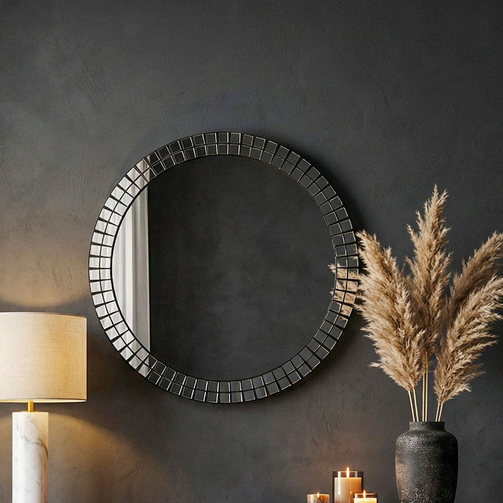 Wandspiegel rund 60cm Dekospiegel Hängespiegel Flurspiegel Wohnspiegel Spiegel