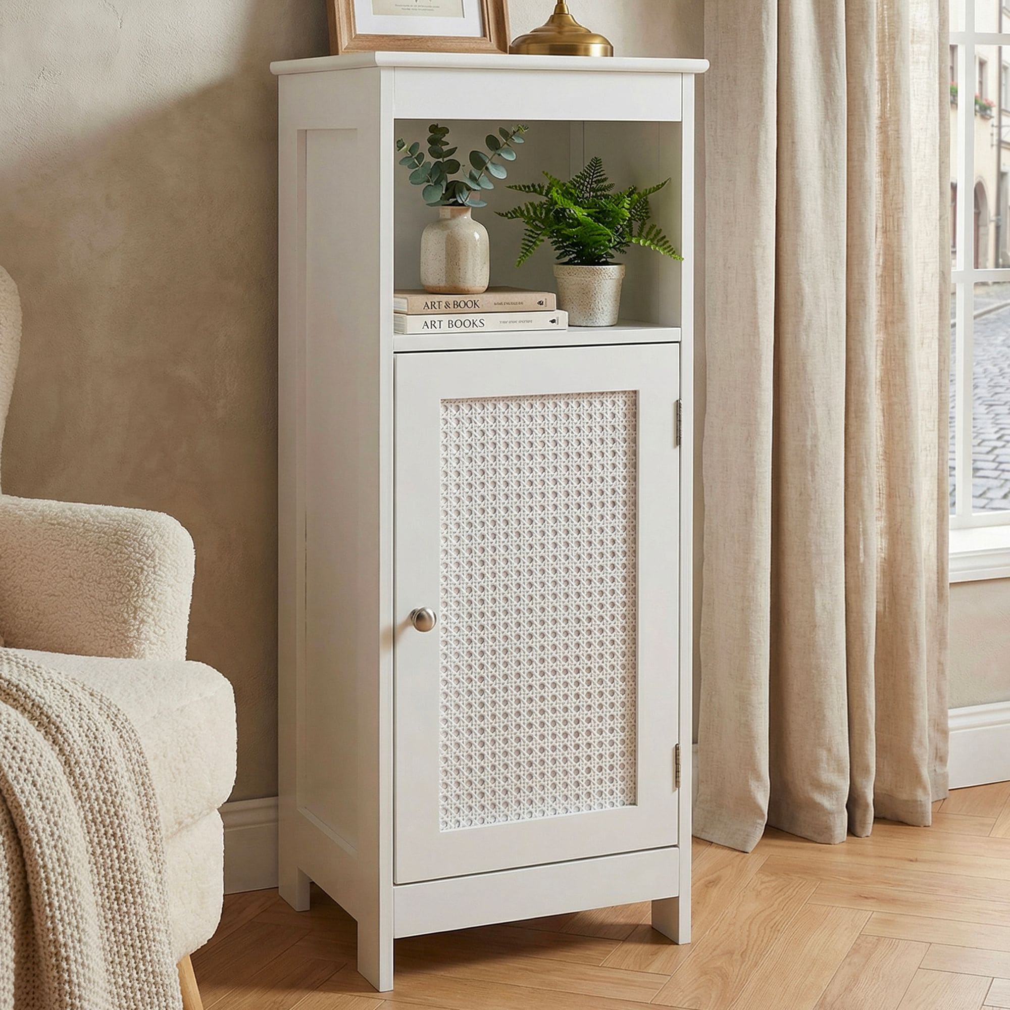 Standregal Wei&szlig; Wohnregal Nischenregal Stauraumregal Kleiner Schrank - Kommode 