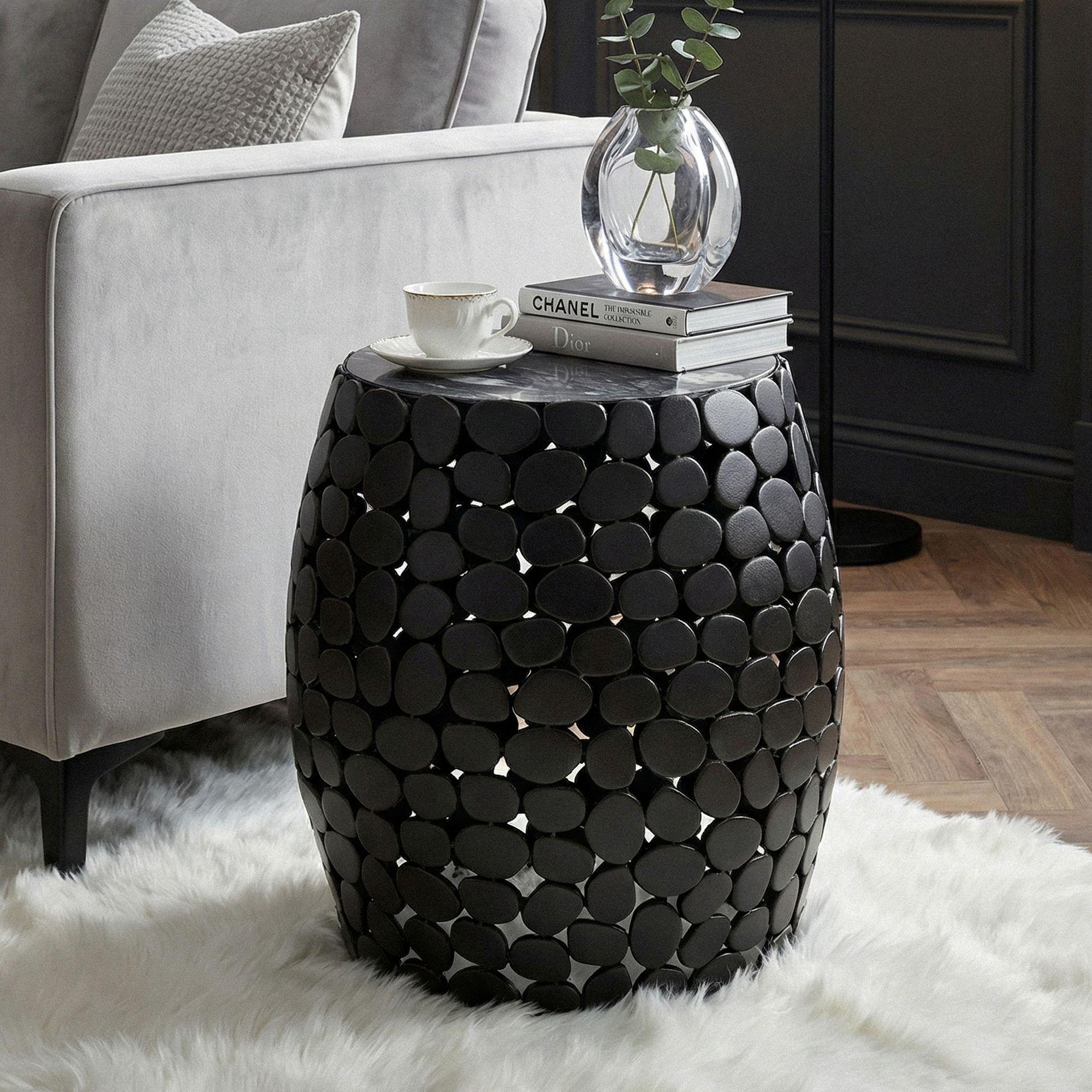 Beistelltisch rund 40cm Metall Couchtisch Marmor Alu Wohnzimmertisch Dekotisch 