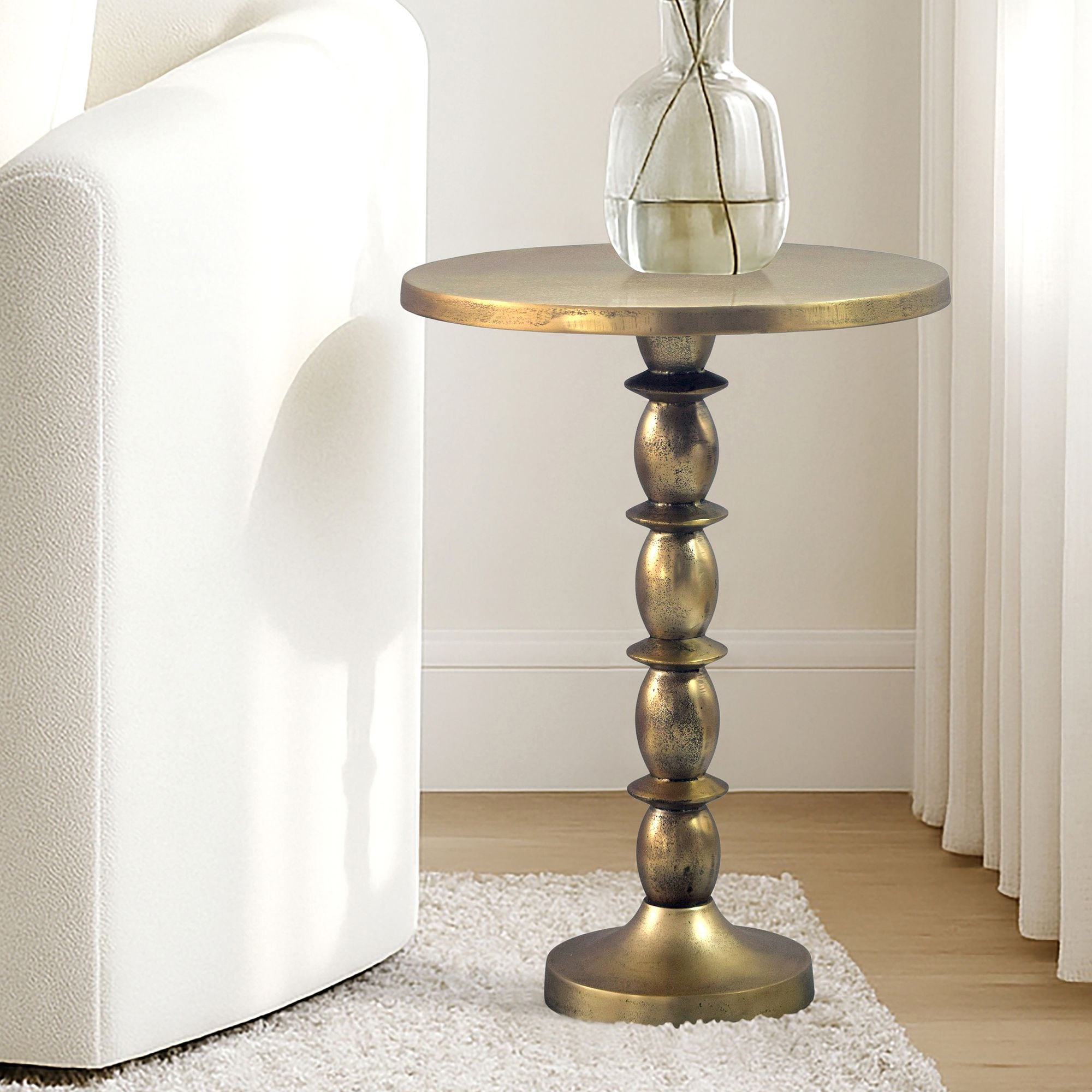 Beistelltisch Alu Gold 40cm Metall Couchtisch Wohnzimmertisch Dekotisch Tisch 