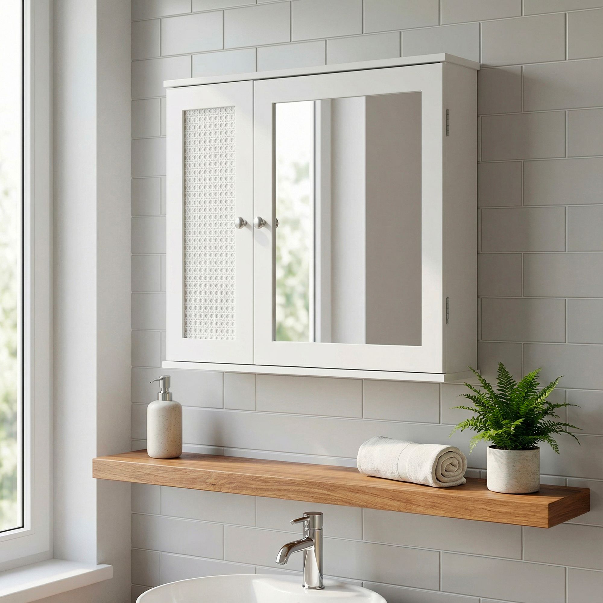 H&auml;ngeschrank Wei&szlig; 60cm Badezimmer Wandschrank Spiegelschrank Wandschrank Bad 