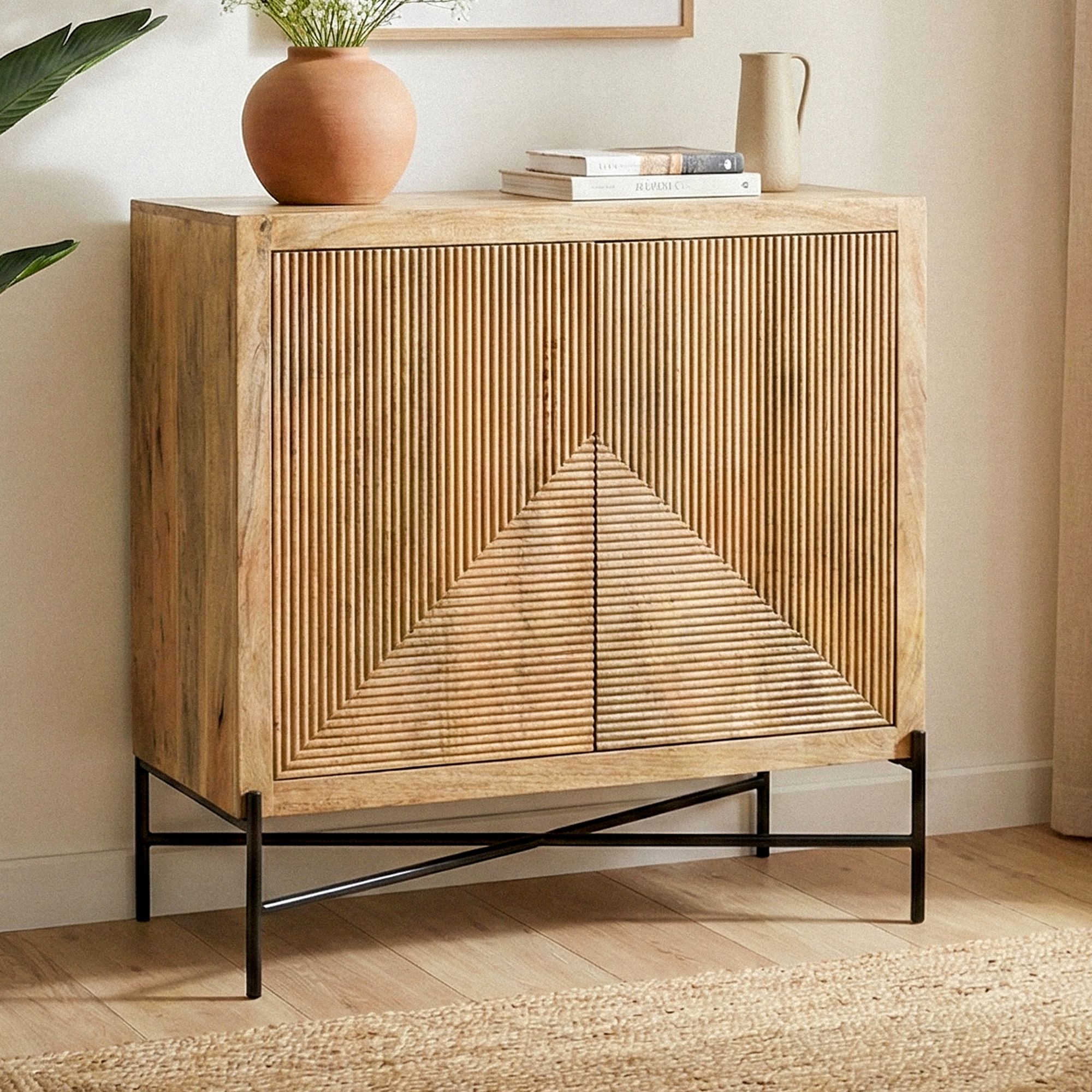 Sideboard Massivholz 91x96cm Kommode Anrichte Standschrank Flurschrank mit T&uuml;ren 