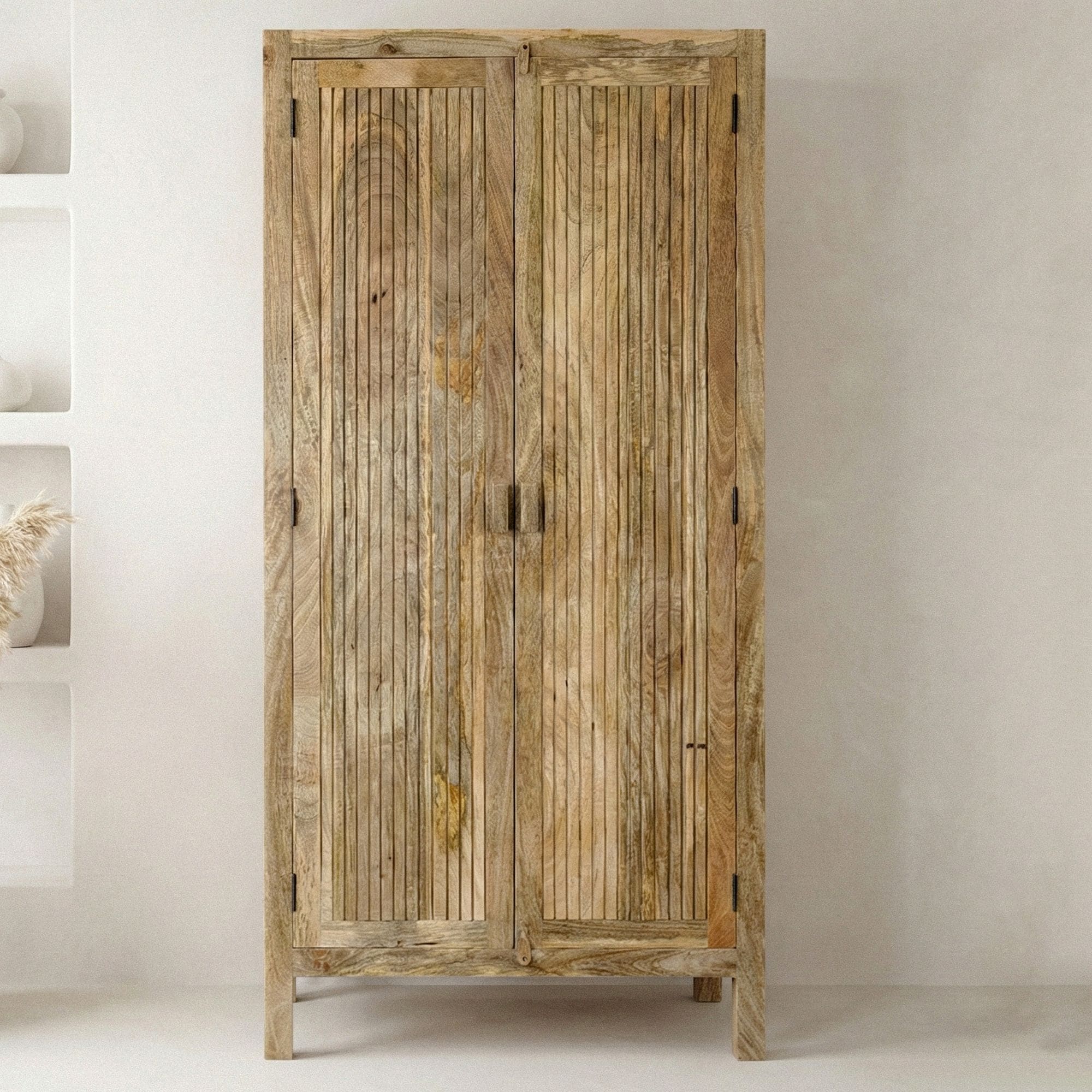 Schrank Mango Massivholz 187cm Massivholzschrank Kleiderschrank Mehrzweckschrank 