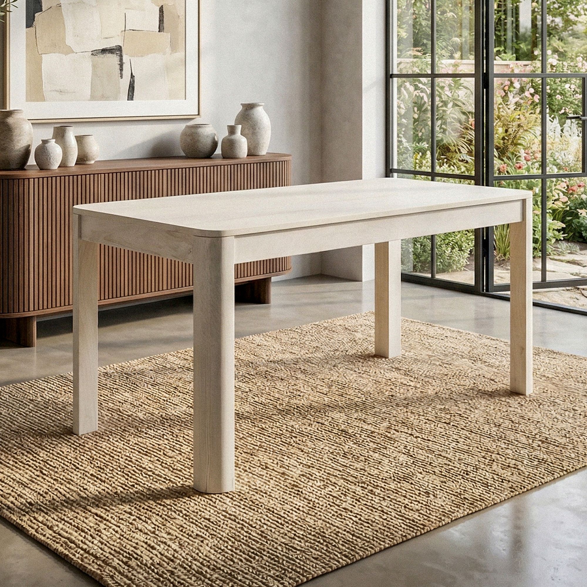 Esstisch Massivholz 120cm Esszimmertisch White Wash K&uuml;chentisch 6 Personen Tisch 