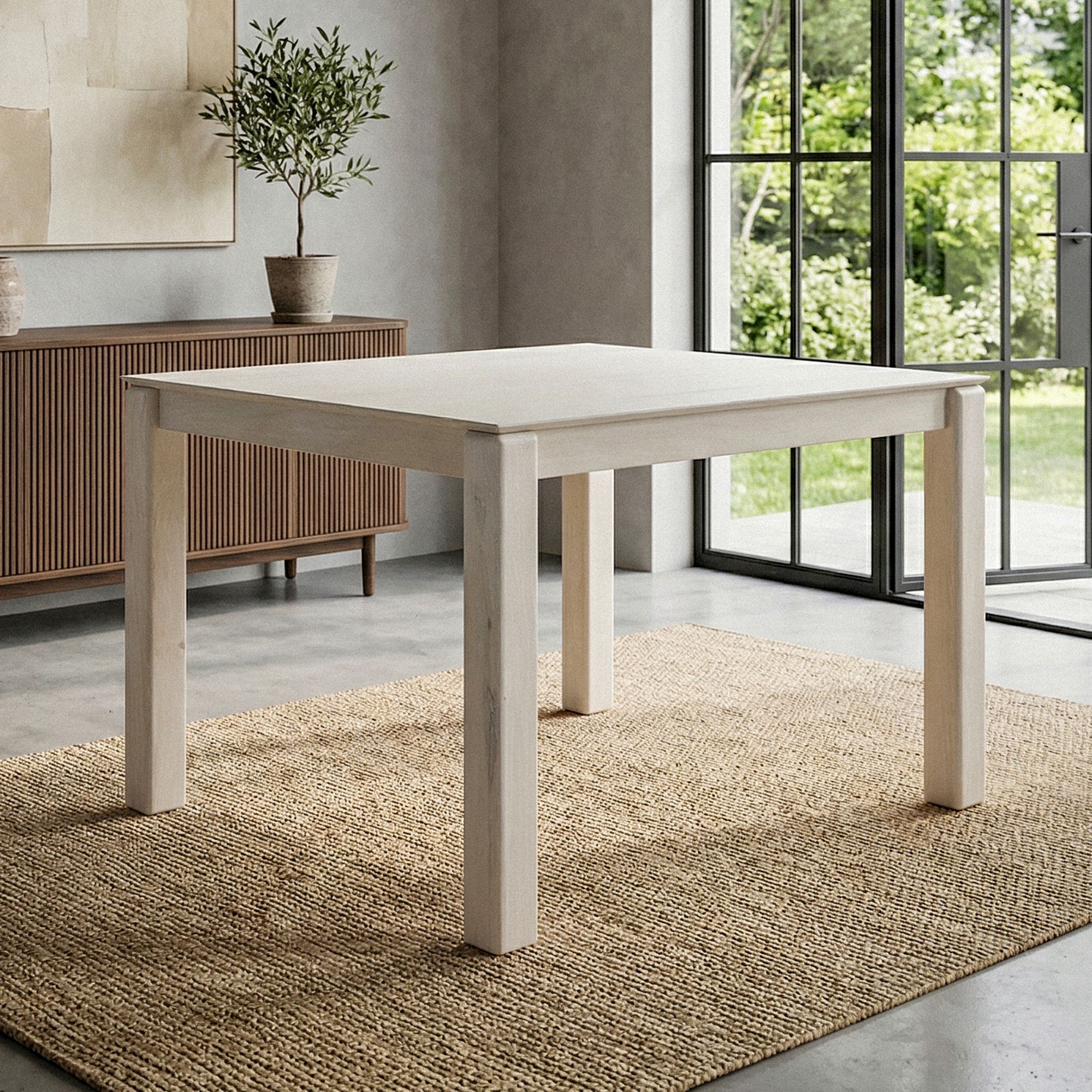 Esstisch Massivholz 80cm Esszimmertisch White Wash K&uuml;chentisch 4 Personen Tisch 