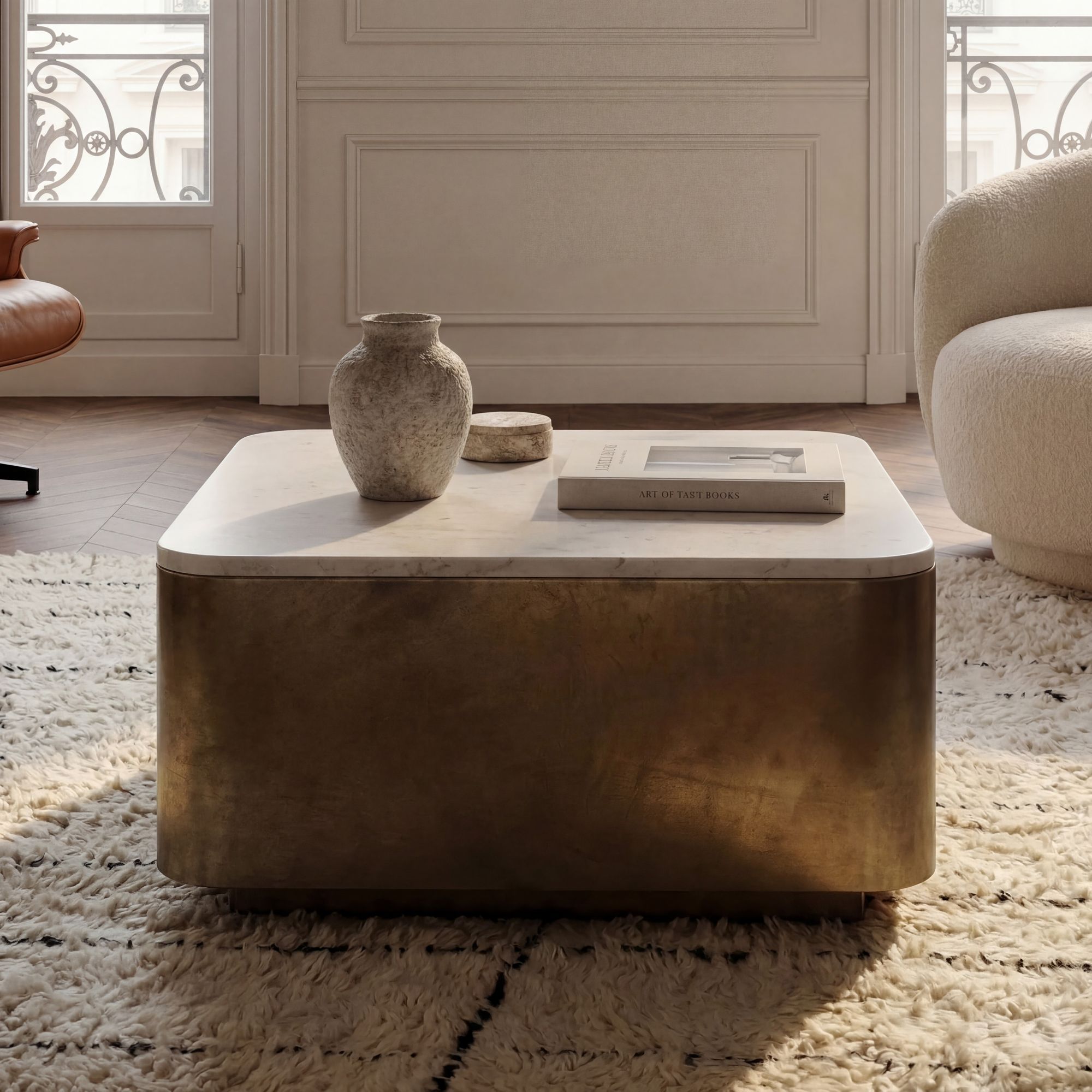 Couchtisch 60cm mit Marmor Platte wei&szlig; Wohnzimmertisch Beistelltisch Metall 
