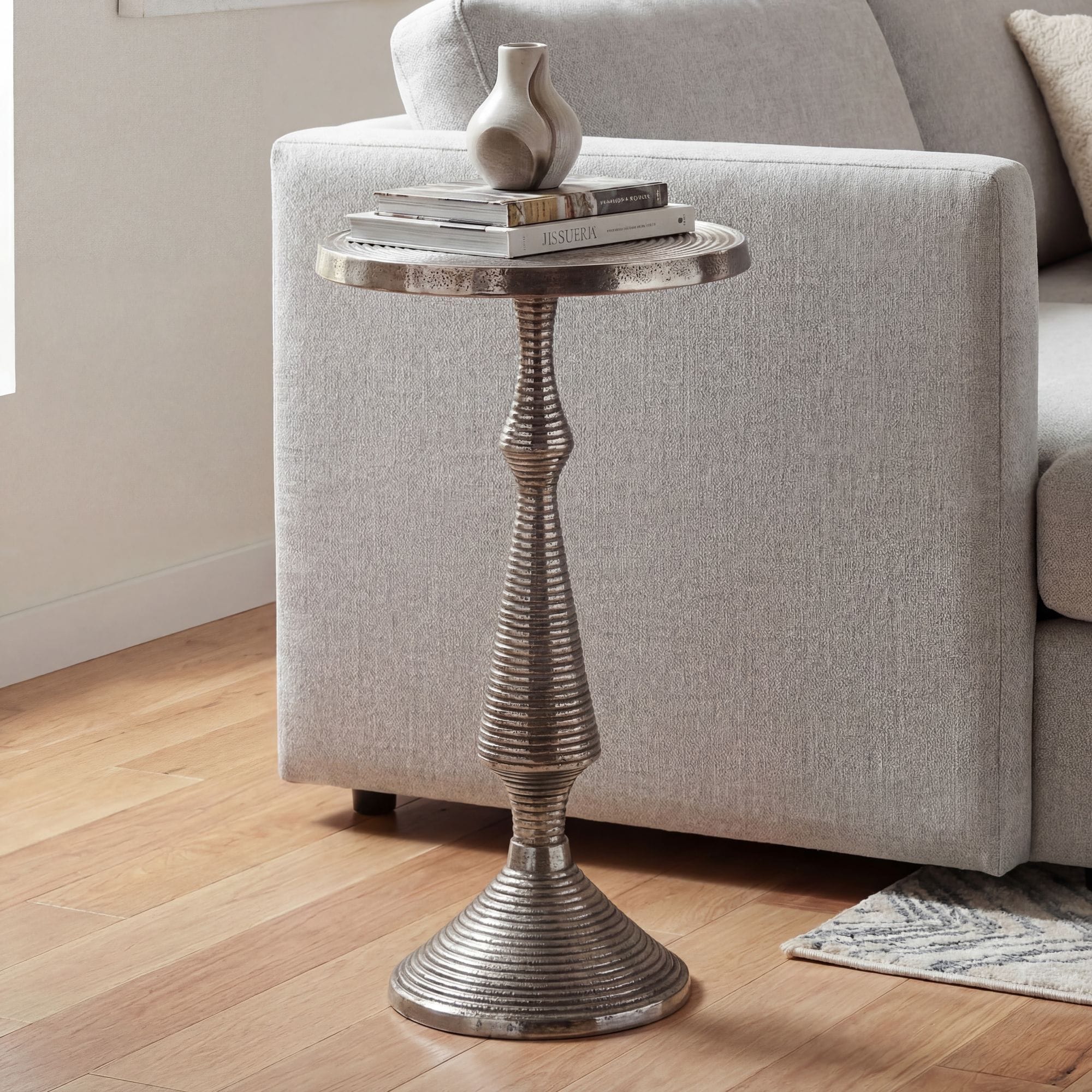 Beistelltisch Alu Silber 30cm Metall Couchtisch Wohnzimmertisch Dekotisch Tisch 