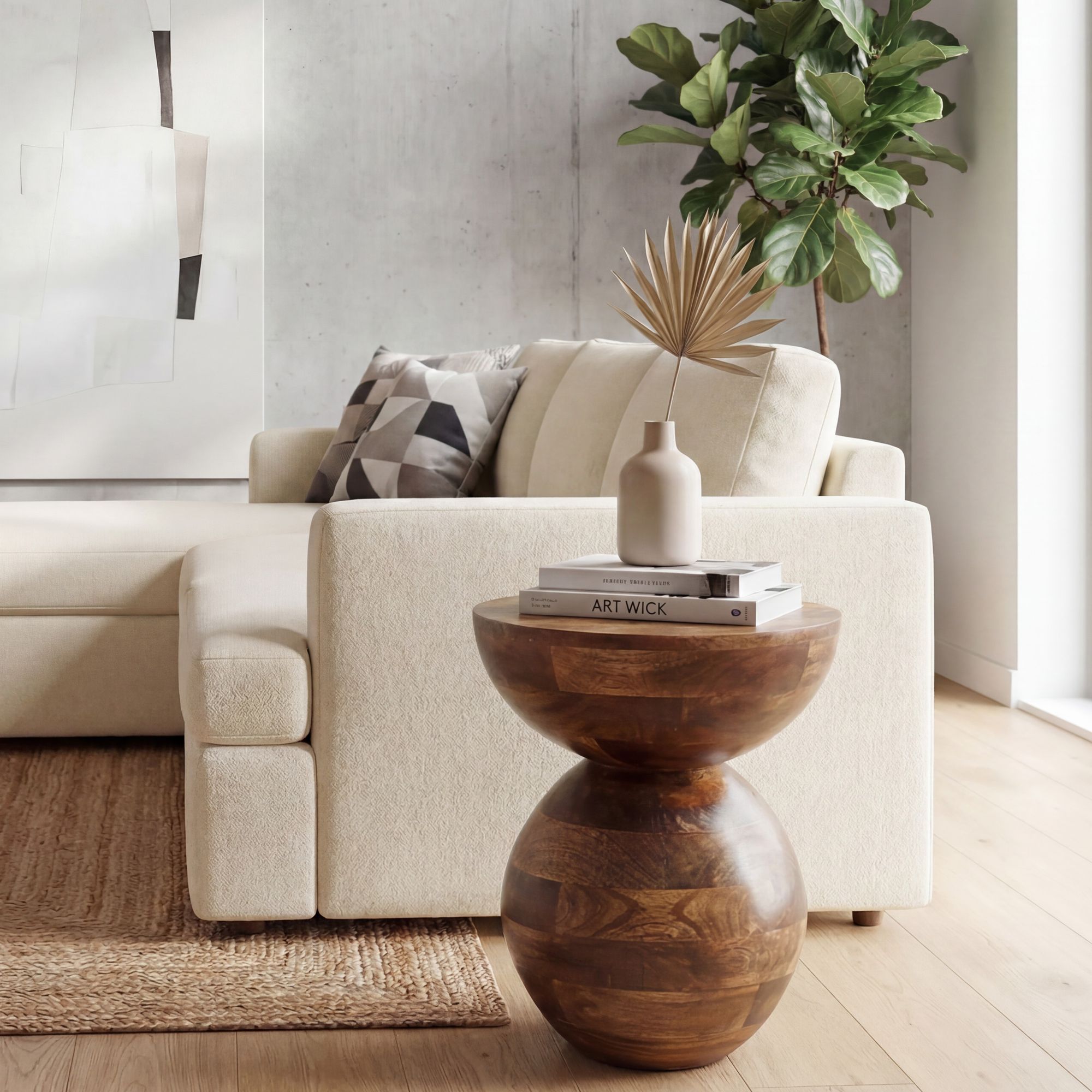 Beistelltisch Massivholz 35cm Couchtisch Wohnzimmertisch Rund Tisch Holz Klein 