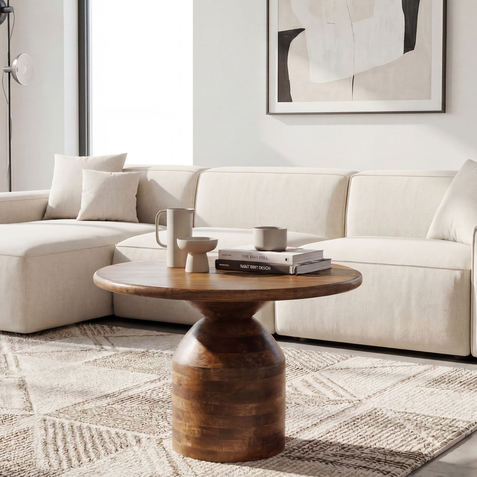 Couchtisch Massivholz Sofatisch 60cm rund Beistelltisch Design Wohnzimmertisch 