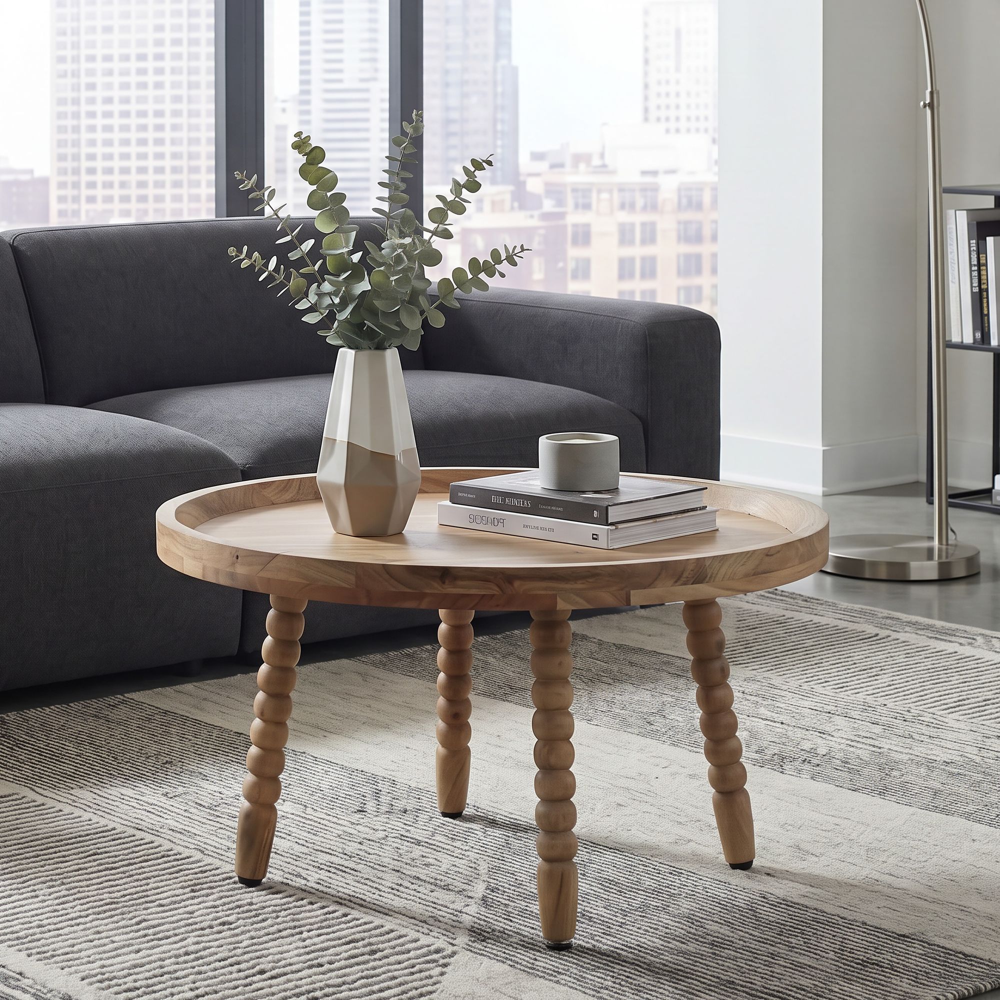 Couchtisch Massivholz Sofatisch 60cm rund Beistelltisch Design Wohnzimmertisch 