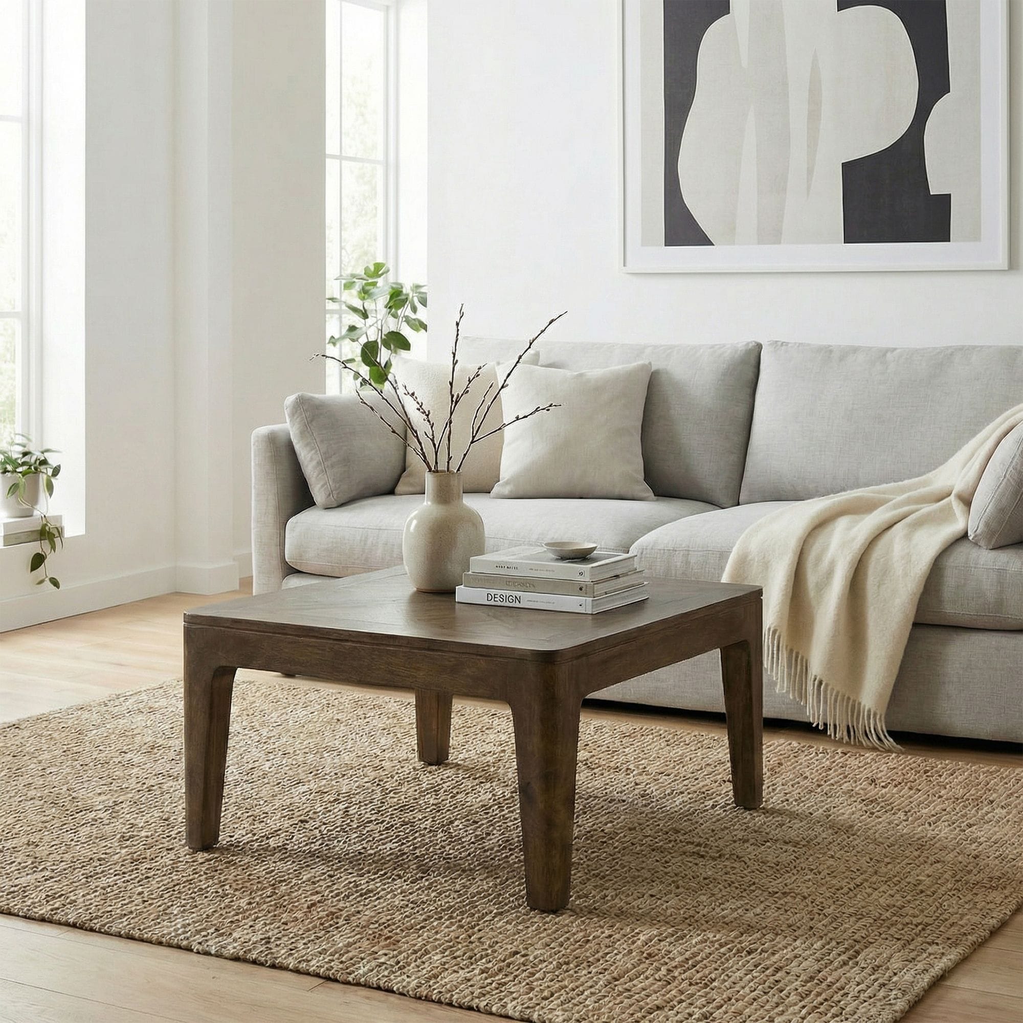 Couchtisch 60cm Mango Massivholz Walnuss Sofatisch Wohnzimmertisch Beistelltisch 