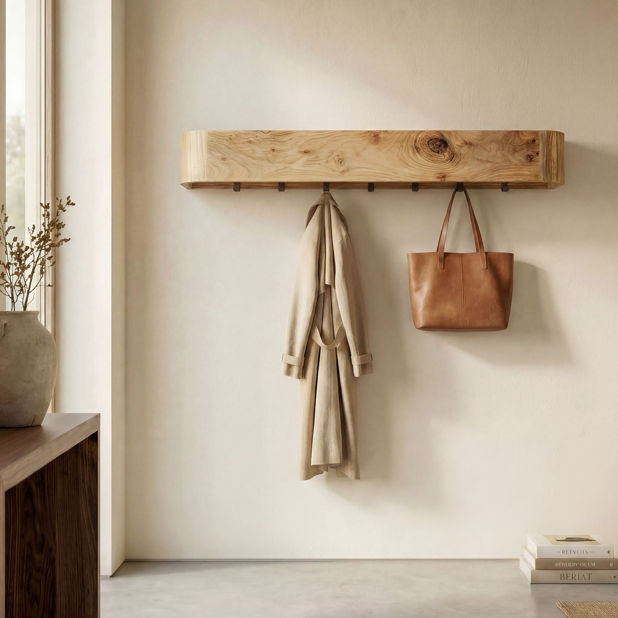 Wandgarderobe Massivholz 100cm H&auml;ngegarderobe Flurgarderobe Garderobenpaneel 