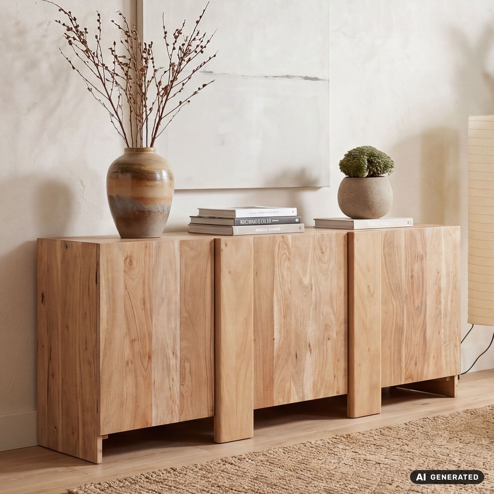 Sideboard Akazie Massivholz 165cm Anrichte Kommode 3 Türen Wohnzimmer Handmade