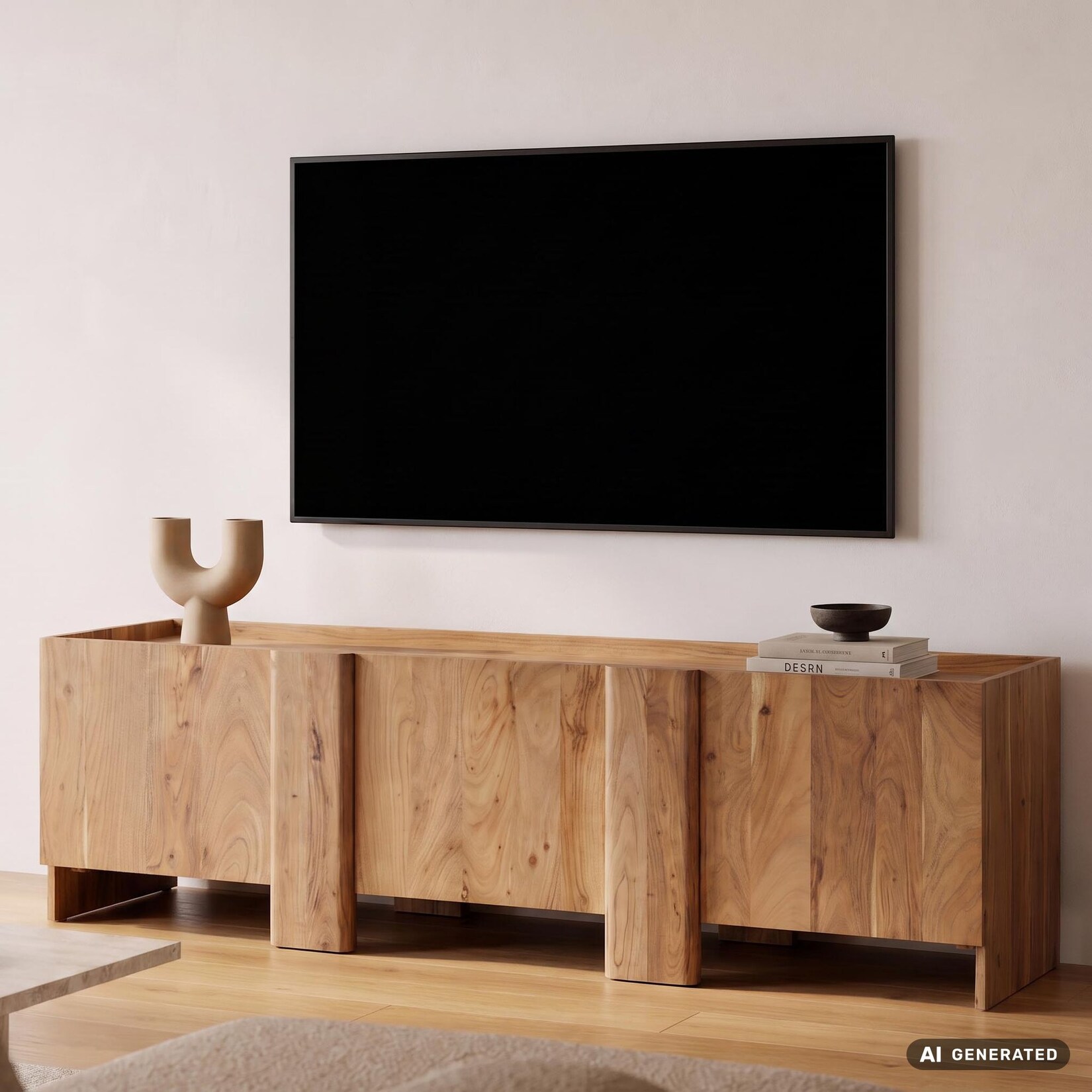 TV Board Kommode Lowboard Fernsehschrank Massivholz 165cm Fernsehtisch mit Türen